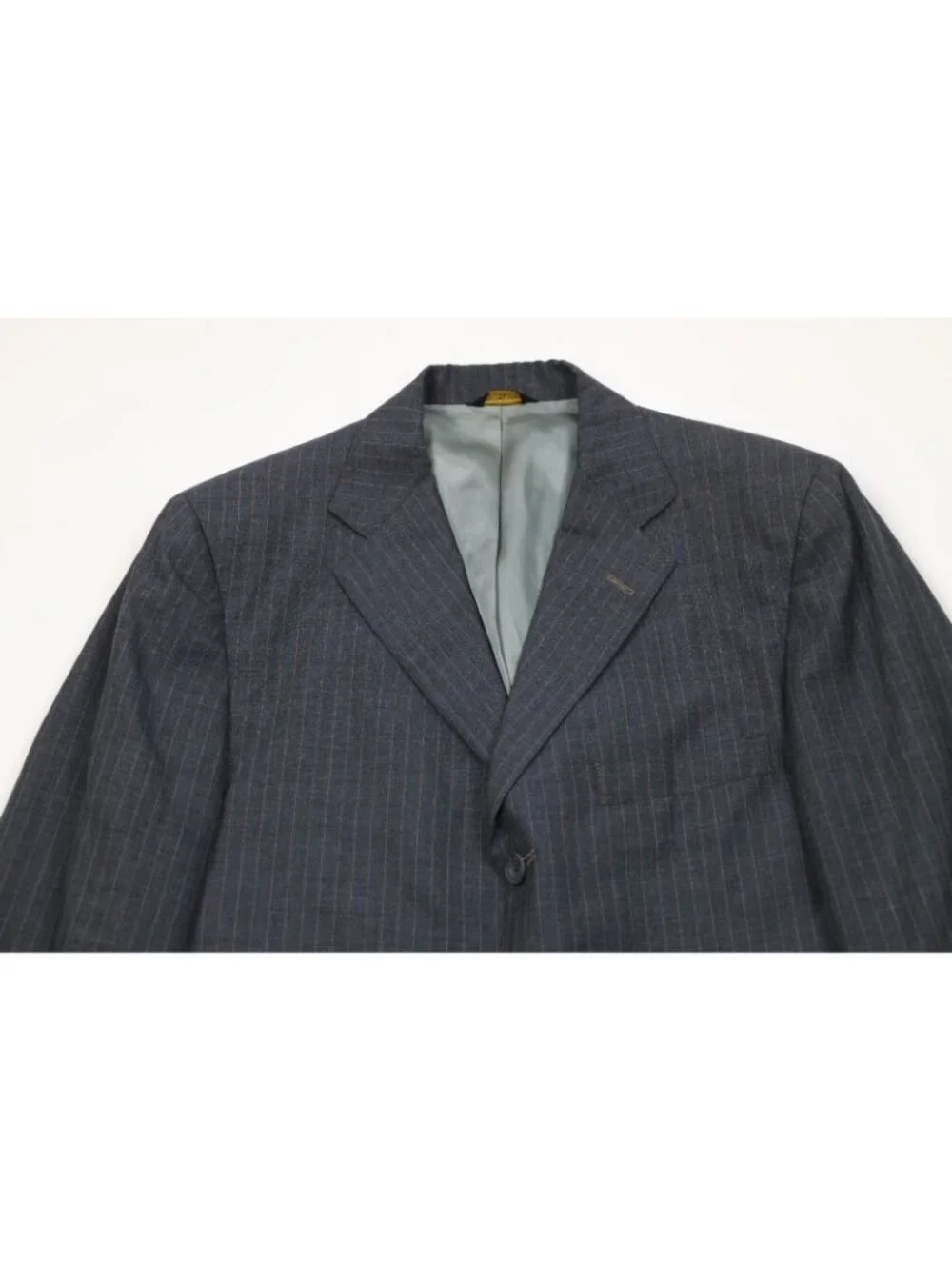 Vintage 70s Mens 36R 2 Piece Pinstriped Suit Wedding Gray Wide Leg 34x30 USA